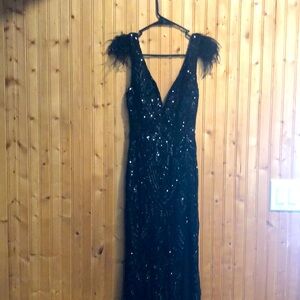 Shonda Formal Sequin Marabou Strap
 Dress